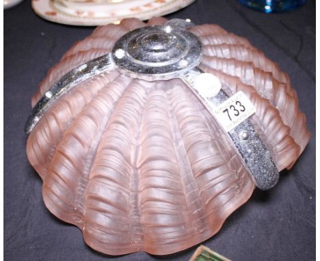 Original Art Deco peach coloured ceiling shell light shade 