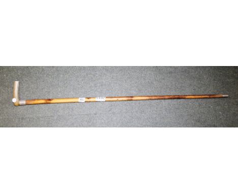 Hallmarked silver collared walking stick 