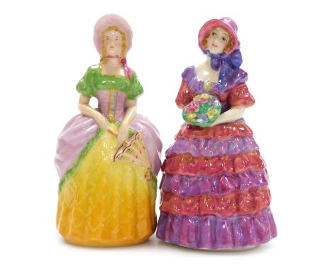 Two Goss porcelain figures, modelled as Miss Julia and Miss Prudence.