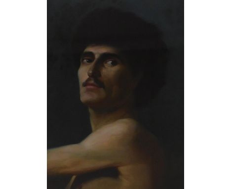 Early 20thC School, head and shoulders portrait study of a disrobed continental gentleman, oil on canvas, 53cm x 38cm.