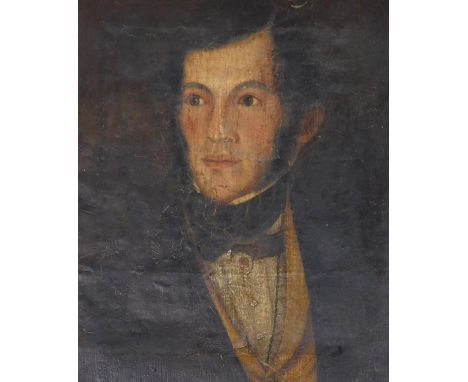 19thC English School.  Head and shoulders portrait of a gentleman, oil on canvas, 42cm x 36cm.