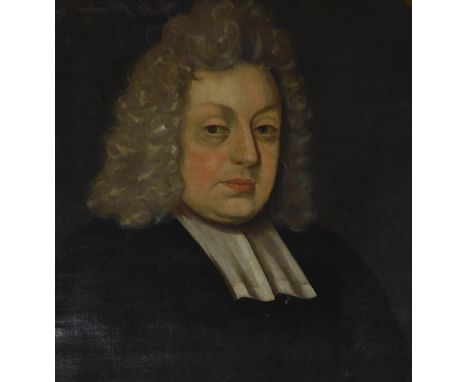 18thC English School.  Head and shoulders portrait of a clergyman, oil on canvas, 52cm x 48cm.
