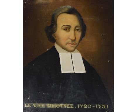 18thC French School.  Portrait of a cleric inscribed 'Timothee 1720-51', oil on canvas, 70cm x 55cm.