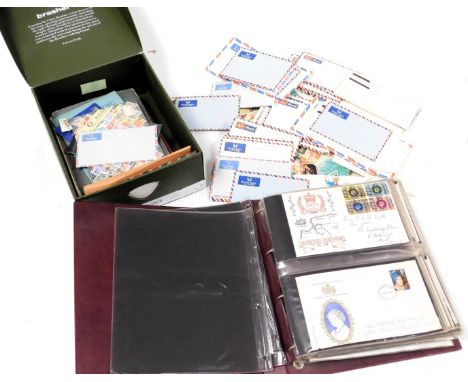 Philately.  GB and world stamps, in albums and stock books, loose stamps, together with a lever arch file of first day covers