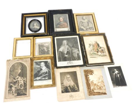 18thC/19thC portrait engravings, including Francesco Conti Pitt, John, Lord Gower and King Louis XVI of France, together with