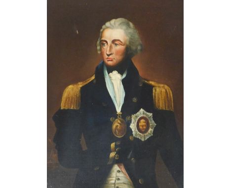 19thC English School.  Portrait of Admiral Lord Nelson, oil on canvas, 60cm x 46cm.