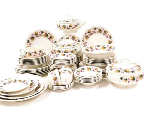 A Royal Doulton pottery Indian Summer pattern dinner and tea service, no. D640, comprising three graduated meat platters, thr