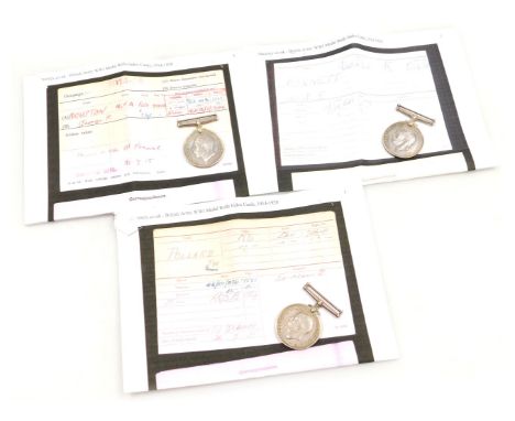 Three World War I Great War medals, named to Spr J W Pollard, Royal Engineers, 72641, S.Sjt G P Rouston, Royal Artillery, 220