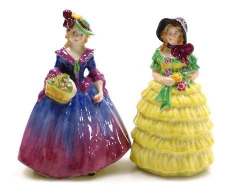 Two Goss porcelain figures, modelled as Edith and Bridesmaid.