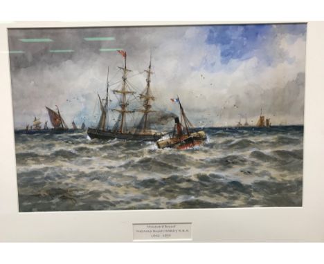 THOMAS BUSH HARDY (1842-97) 'Homeward bound', seascape study, watercolour heightened with white, signed and dated 1889 bottom
