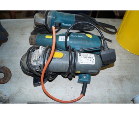 A Makita angle grinder, heat gun, and one other angle grinder 