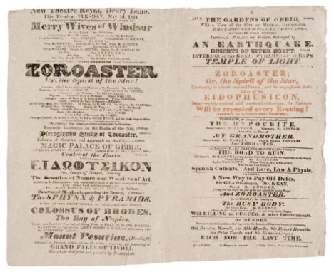 * Theatre Broadsides. A group of 26 double-page broadsides for performances at Theatre Royal, Covent Garden and Drury Lane, c