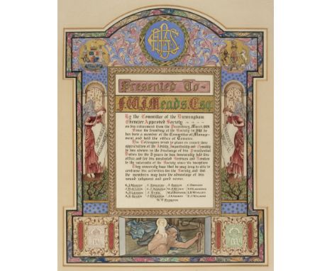 * Illuminated Address. Presented to F. W. J. Meads, Esq. By the Committee of the Birmingham Ebenezer Approved Society on his 