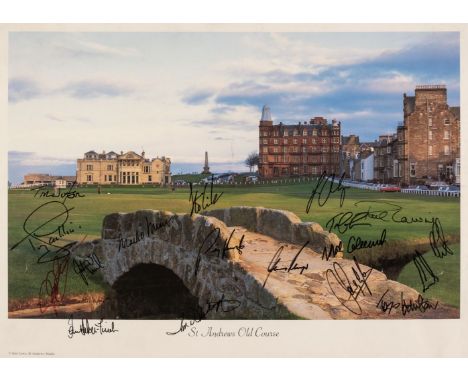 * Golfing Autographs. St Andrews Old Course, colour print from a photograph by Iain Lowe, c. 2010, multi-signed in black mark
