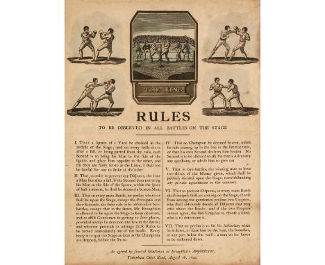 * Boxing Broadside. Rules to be observed in all battles on the stage. As agreed by several gentlemen at [Jack] Broughton's Am