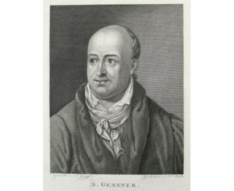 Portrait von Salomon Gessner (1730 - Zürich - 1788), Maler und Graphiker. Kupferstich von F. Müller nach dem Gemälde von A. G