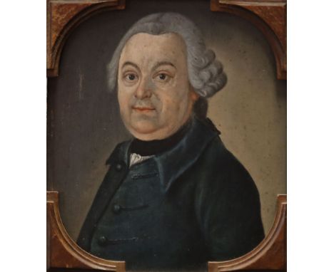 Deutscher Maler 2. Hälfte 18. Jh. Portrait des 1710 geborenen Gottfried Adrian Müller. Herrenportrait als Halbfigur mit Perüc