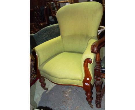 A 19th century mahogany framed button back armchair.  H3