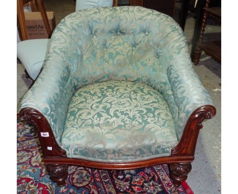 A Victorian mahogany framed button back nursery chair and another similar, (2).  J5