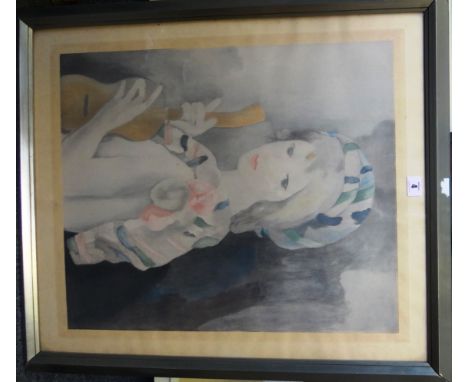 Marie Laurencin (1883-1956), Girl with guitar, colour print, signed and numbered 37/100 in pencil, 56cm x 47cm. DDS  N1