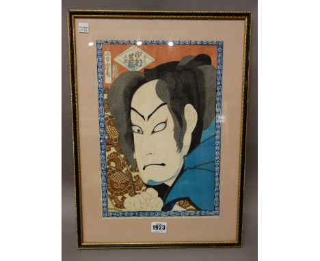 Katsukawa Shunsho (1726-1792), a woodblock print of an actor of the Iwai school, signed Shunsho ga; also a print of an eagle 