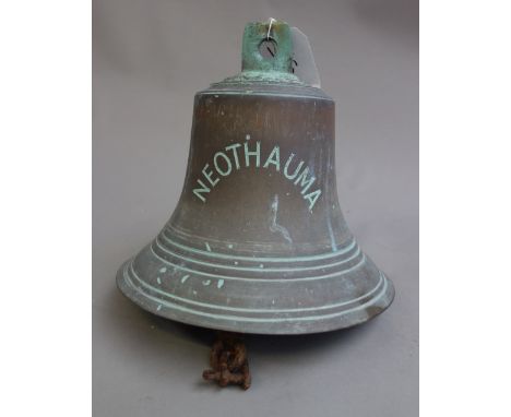 A bronze ship's bell for the oil tanker 'Neothauma', a twelve thousand ton N-class boat for Anglo-Saxon and Shell, 1946-1956,