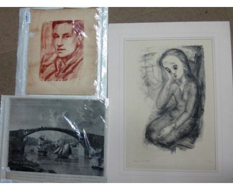 Georg Ehrlich (1897-1966), Ma'delen am Lewster(?), lithograph, signed and indistinctly inscribed, 53cm x 35cm.; together with