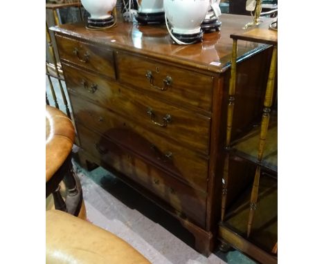 A George III mahogany chest of two short and three long graduated drawers on bracket feet, 119cm wide.   G5