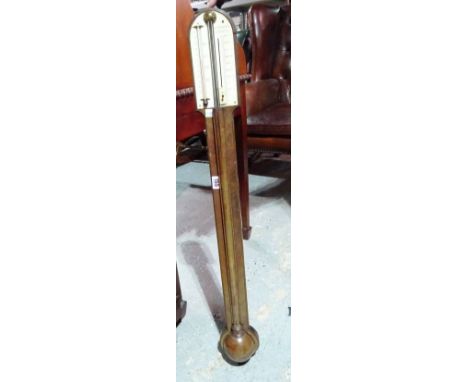 A 19th mahogany stick barometer without mercury, A. Abraham, Liverpool, 92cm long, (a.f).  C