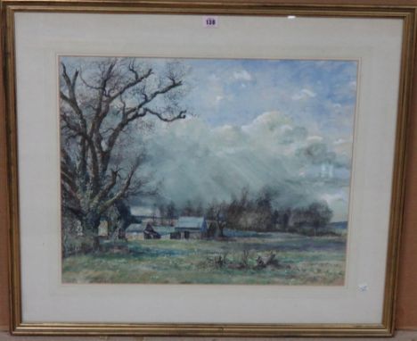 C. J. Thornton (20th century), Landscape with watermill, watercolour and gouache, signed, 49cm x 62cm.; together with a furth