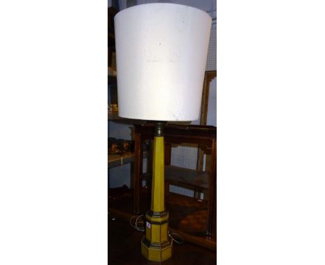 An early 20th century Empire style metal painted table lamp, 71cm high.  K2