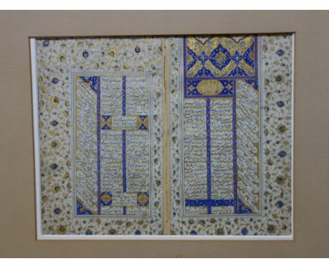 Two illuminated folios from a Safavid manuscript, Shiraz, 16th century, from a Kitab-i Badayi of Sa'di, Persian manuscript on