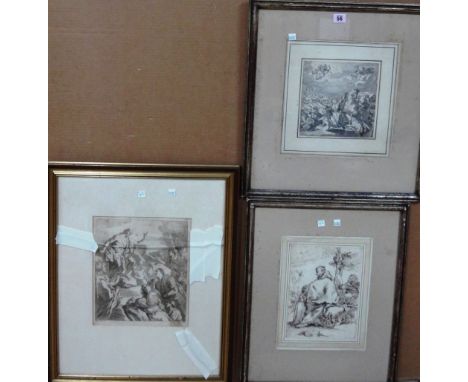 Flemish School (18th century), Biblical scene, pen, ink and wash; together with a further ink drawing of a seated monk, and a