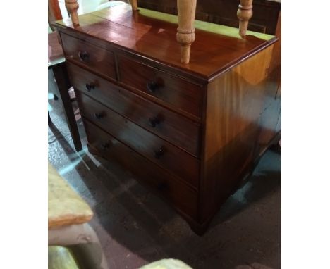 A George III mahogany chest with two short and three long drawers on bracket feet, 110cm wide x 101cm high.  J7