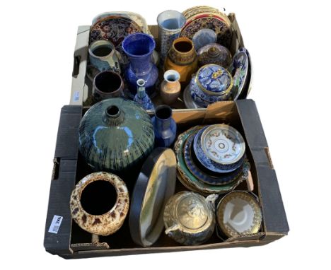 19th century and later ceramics including cabinet plates and tea ware, studio pottery, commemorative plates, Chinese vase etc