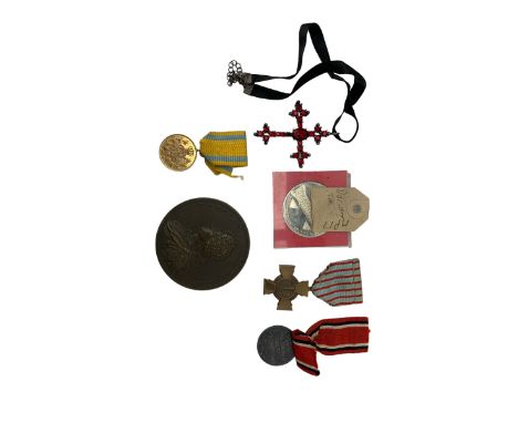 Louis XIV bronze medallion, German and French medals etc 