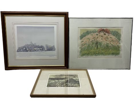 Geoffrey Cowton (British 20th Century): 'In the Bleak Midwinter - Grasmere', watercolour signed together with three limited e