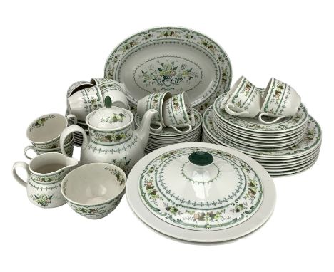 Royal Doulton Provencal dinner and tea service comprising eight dinner plates, eight dessert plates, twelve cups, nine saucer