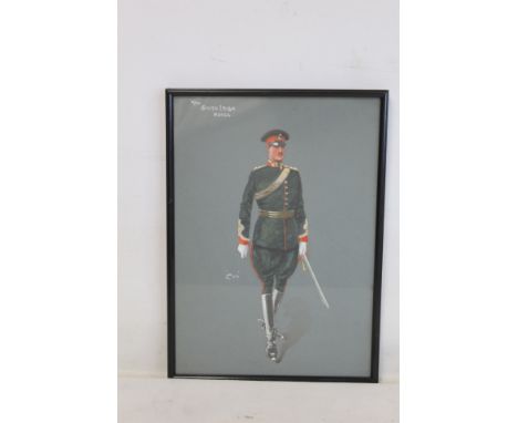 "COB" (EARLY 20TH CENTURY ENGLISH SCHOOL). "The South Irish Horse" - portrait of an officer. Gouache on grey paper. 25cm x 24