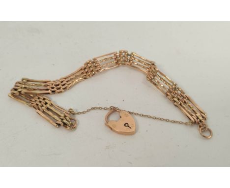Gold gate bracelet with padlock '9ct', 8.8g. 