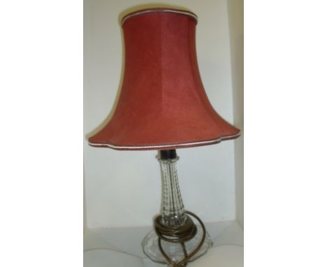 Glass table lamp with pink shaped shade