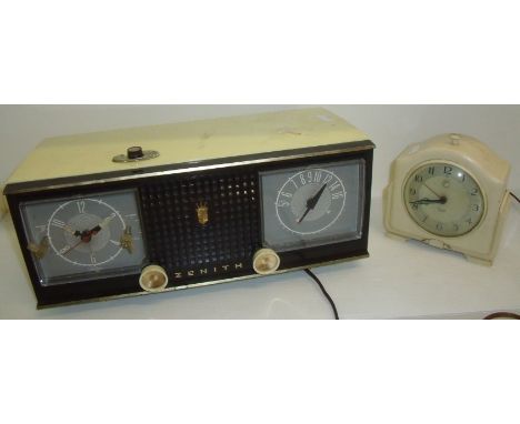 Zenith clock radio retailed by Harrods and a Smiths Sectric alarm clock