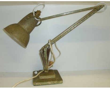 Metal angle poise lamp on stepped square base