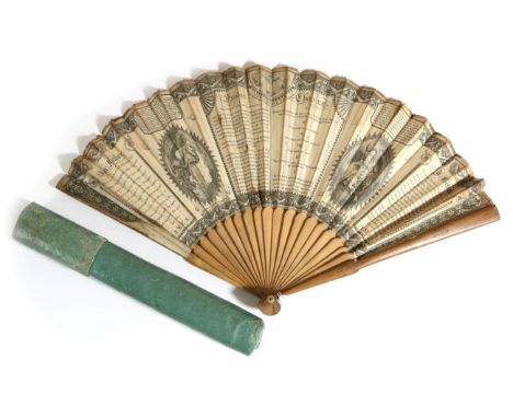 ''The New Church Fan'': An Early 18th Century Printed Fan, the double paper leaf mounted on plain pale wooden sticks. Publish