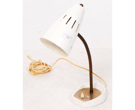 Pifco - Model 971 - A retro 1970s gooseneck desk / table lamp light. The lamp finished in a white colourway with conical pier