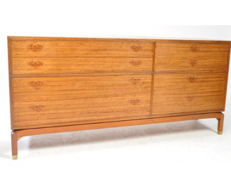 G-Plan Furniture - Mid century teak wood sideboard credenza. Raised on squared legs with a series of drawers comprising 8 in 