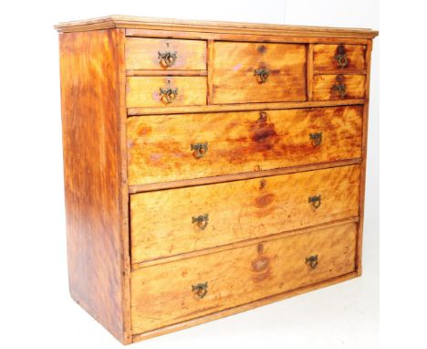 Victorian 19th century mahogany Arts &amp; Crafts Scottish chest of drawers. The chest comprising a central hat drawer flanke