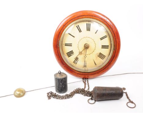 A late 19th century Victorian wall hanging station / postmans clock. Having a walnut wooden frame with hinged glass front. Eb