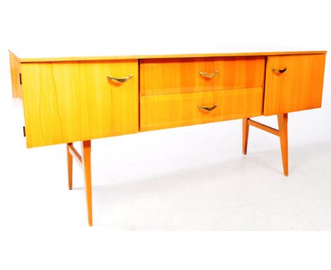 Meredew Furniture - A vintage 1960's Meredew high gloss blond wood dressing table / chest. With drawers to centre, flanked to