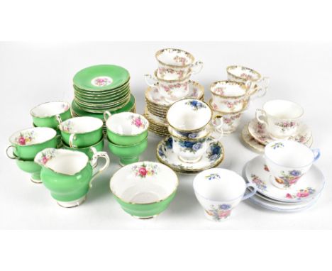 ROYAL ALBERT; two part tea sets including 'Dimity Rose' pattern, Shelley cups and saucers, a Paragon part tea set, etc.